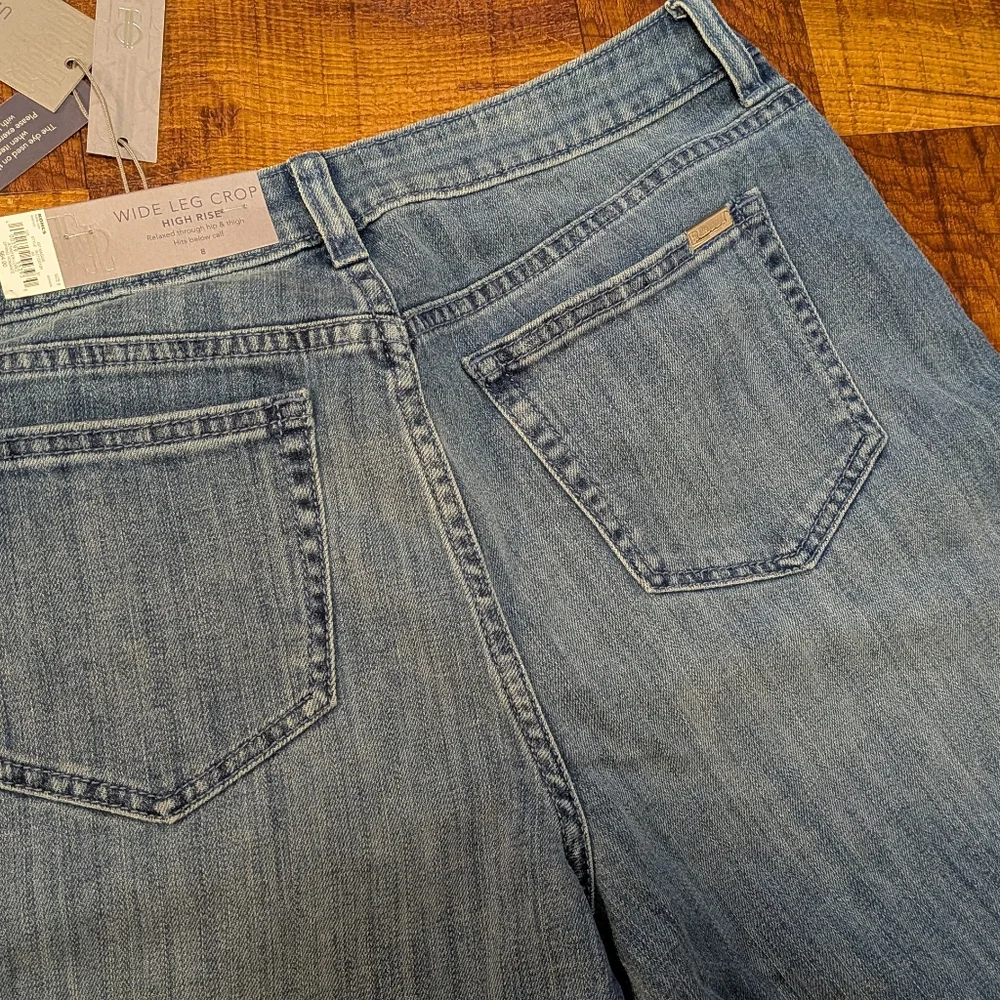 Jennifer Lopez NWT Wide Leg Crop High Rise Raw Hem Boho Fest Women's Jeans 8 - Picture 8 of 9